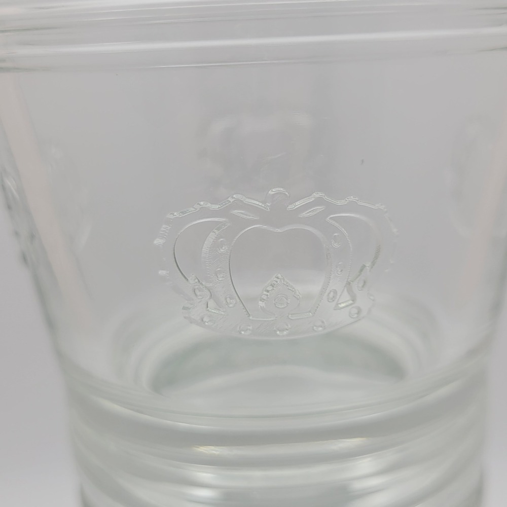 Crown Royal Set of 2 Lowball Whiskey Glass w Embossed Crowns 3.25" ITALY Tapered - Picture 5 of 5